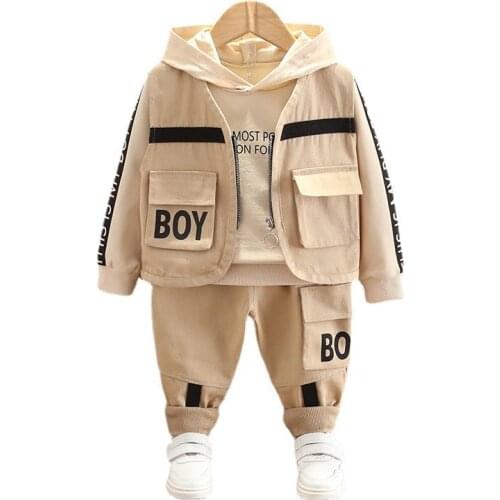 New Spring Autumn Baby Girl Clothes Suit Children Boys Fashion Hoodies Vest Pants 3Pcs/Set Toddler Sports Costume Kids Tracksuit