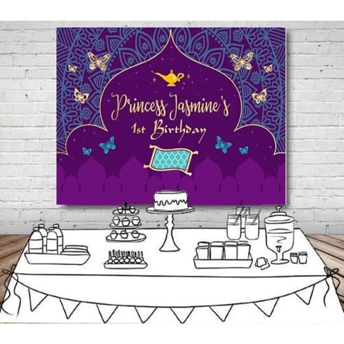 Custom moroccan arabian palace purple gold Butterfly photo backdrop High quality Computer print party backgrounds