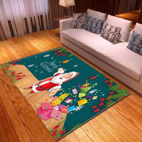 Christmas Living Room Carpet Bedroom Bedside Childrens Large Rug Home Kids Hallway Balcony Printed Pattern Decoration Floor Mat