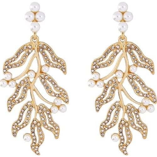 Chandelier Acrylic Pearl Crystal Earrings Fashion Pierced Hanging Earrings Ethnic Bohemia For Women Indian Jewelry