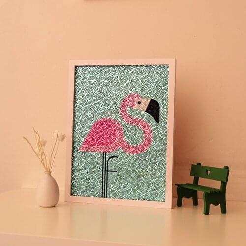 Nordic DIY Diamond Painting Cross Stitch Cartoon Flamingos Round Rhinestones Diamond Embroidery Crystals Kids Room Decoration
