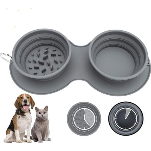 Collapsible Pet Bowl Nontoxic Dog Cat Slow Feeder Outdoor Travel Portable Silicone Bowl Non-skid Water Food Feeder Pet Supplies