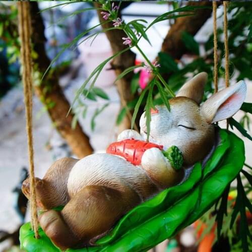 Resin Rabbit Statues Garden Pond Decoration Outdoor Animals Villa Tree Balcony Succulent Landscape Sculptures Ornaments