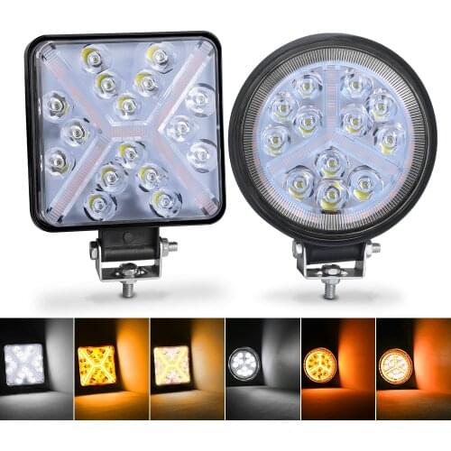 4" LED Work Light 48W 16LED Square Round SpotLight 12V 24V Fog Light For 4x4 Offroad ATV UTV SUV Truck Light Tractor Jeep 6000K