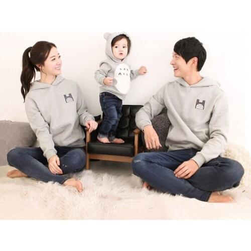 New Autumn Children Girls Boys Cartoon Hoodies Sweatshirts Family Look Matching Mother Father Baby Clothes Mother Son Outfits