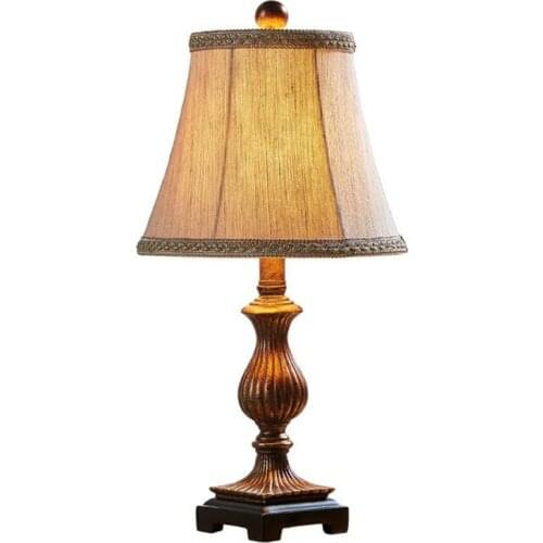 Vintage Rural Country Resin Fabric Led E27 Table Lamp for Foyer Bedroom Study Retro European Reading Desk Light 51cm 1806