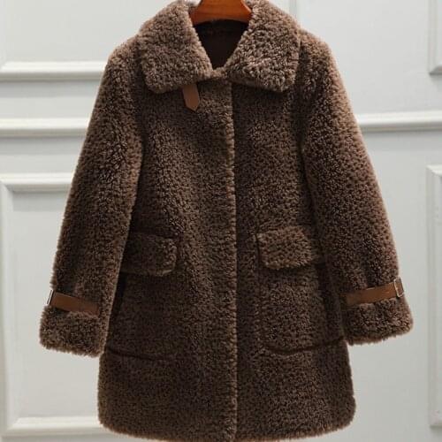 Winter Casual Solid Sheep Shearing Coat Women Long Sleeve Jacket Turn Down Collar Lamb Fur Coat Outerwear Casaco Feminino Y819