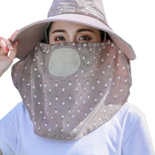 Women Summer Sun Hat Wide Brim UV Protection Visor Removable Outdoor Neck Face Flap Cap