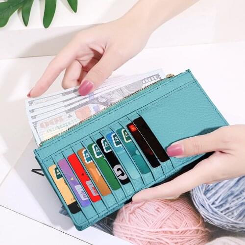 First layer genuine leather women cardholder wallet luxury designer purse coin bag