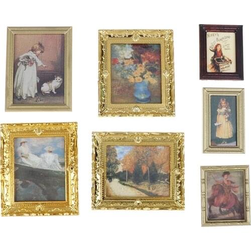 1:12 Dollhouse Miniature Oil Painting Decoration Dollhouse Accessories Painting Doll Houses Accessories