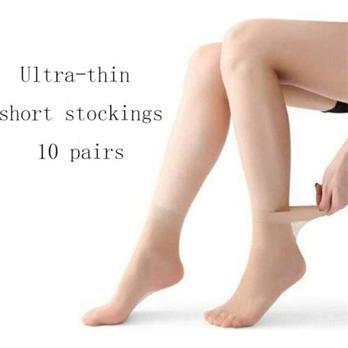 10 Pairs/Set Summer fashion stockings women short socks women ultra-thin invisible transparent anti-hook silk black lady socks