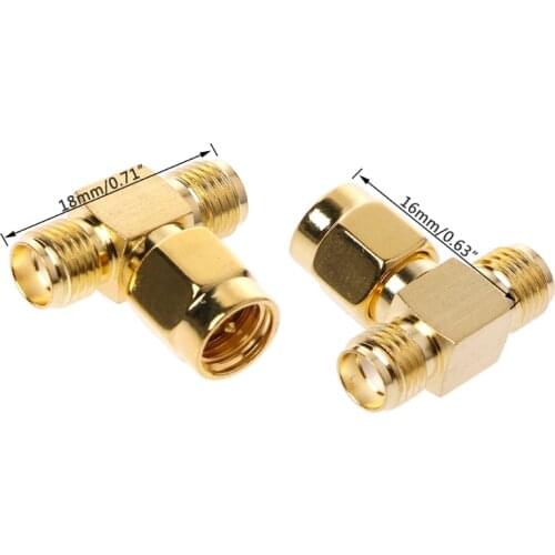 10PCS 3 Way Splitter SMA Male to Two SMA Female Triple T RF Adapter Connector