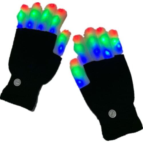 2pcs/1pair Light Glowing Gloves Colorful Luminous Flashing Skeleton Gloves Halloween Costume Holiday Events Party Supplies