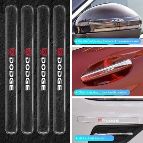 4pcs Car Door Handle Anti-Collision Sticker For Dodge Journey Caliber Challenger Charger Ram 1500 Stratus Dart Dakota Durango