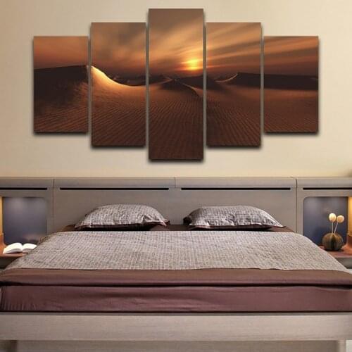 5 Pieces Desert Sunset Scenery Wall Art Hd Printed On Canvas Modern Painting Picture Living Room Home Decoration Posters