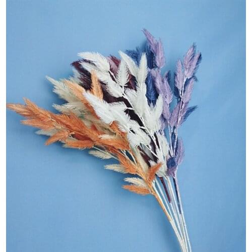 5pcs/lot Simulation 3 Fork Plastic Feather Maple Fake Plant Home Flower Arrangement Wedding Flower Hotel Window Meichen Decor