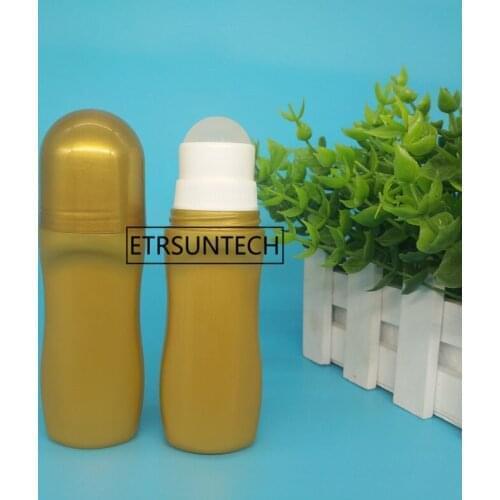 50ml Plastic gold Roll On Deodorant Bottles Big Roller Ball Empty Cosmetic Essential Oil Roll-on Containers F1618