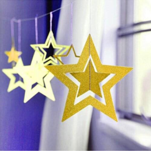7pcs/set Shining Star Paper Drop Garland Banner Bunting Banner For Baby Shower Kids Christmas Wedding Hanging Decoration