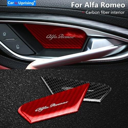 Car styling carbon fiber Interior Door Bowl Cover Trim Stickers For Alfa Romeo Giulia Stelvio 2017-2019 Car Accessories