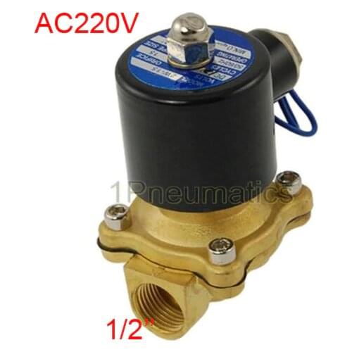 Free Shipping New Brass 220V AC 1/2" Electric Solenoid Valve Water Air Fuels Gas Normal Closed Alloy
