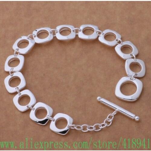Free shipping silver plated bracelet, silver plated fashion jewelry The square lattice /eciamtpa bdkajura AH163