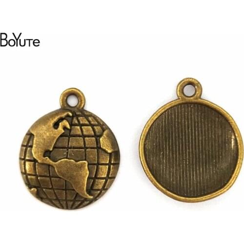 BoYuTe (50 Pieces /lot) 15MM Zinc Alloy Travel Theme Planet Globe Charms Vintage Style Earth World Map Pendant Diy Jewelry
