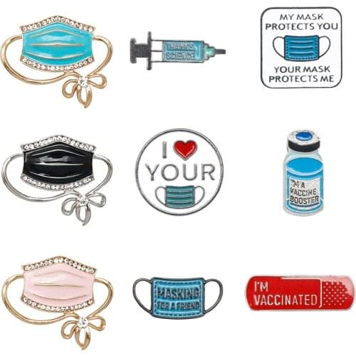 Creative Medicine Bottle Mask Doctor Nurse Brooch Women Men Lapel Pin Letters Enamel Brooches&Pins Coat Backpack badge brooch