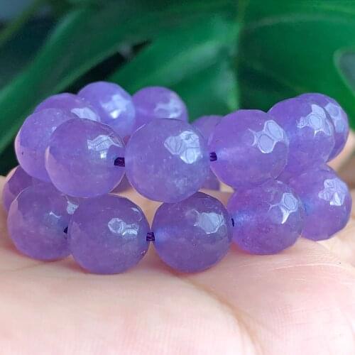Natural Faceted Light Purple Chalcedony Jades Stone Beads For Jewelry Making 4/6/8/10mm DIY Bracelet Necklace Round Loose Spacer