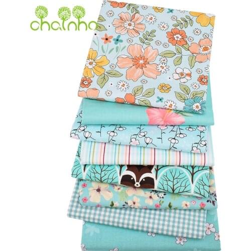 Chainho,Green Floral Series,8pcs/Lot,Printed Twill Cotton Fabric,Patchwork Cloth,DIY Sewing Quilting Material For Baby&Children