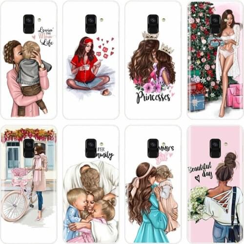 Brown Hair Baby Mom Girl Queen Cover TPU Phone Case For Samsung Galaxy A5 A7 A8 2015 A5 A7 A8 2016 A3 A5 A7 2017 A7 A8 A9 2018