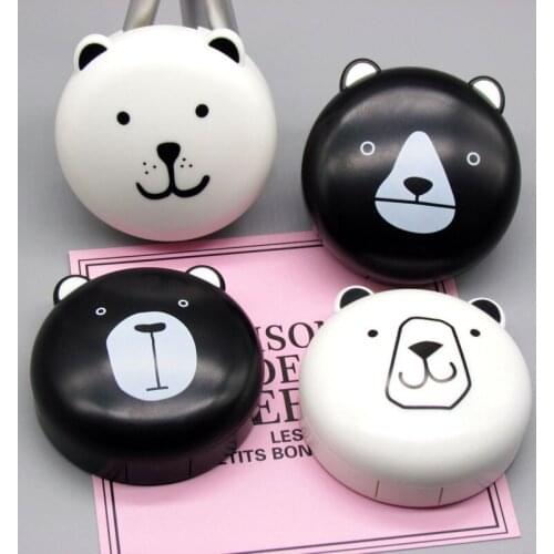 Black White Cartoon Contact Lens Case With Mirror Men Women Contact Lenses Box Lovely Travel Kit Holder Container Support Gift
