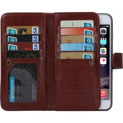 Coque Case for iPhone 6s Plus & 6 Plus Leather Cover Business Phone Cases 9 Credit Card Holder 2 In 1 Detachable Capa Fundas