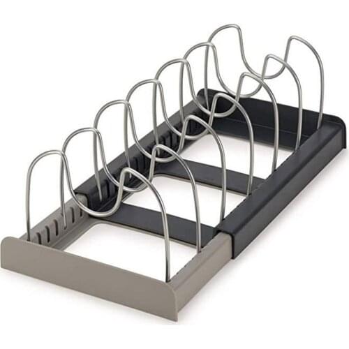 7 Dividers Kitchen Organizer Pot Lid Holder Expandable Pan Organizer Rack Cover Stand Kitchen Pot Lid Shelf Accessories