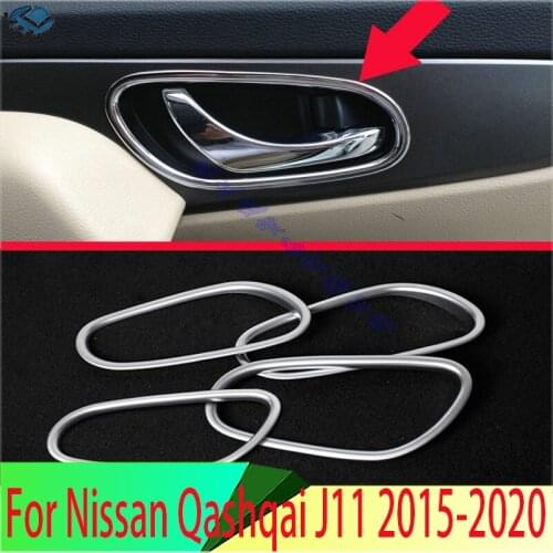 For Nissan Qashqai J11 2015 2016 2017 ABS Chrome Inner Door Handle Cover Catch Bowl Trim Insert Bezel Frame Garnish