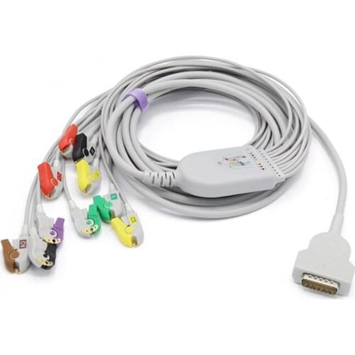 ECG Cable One Piece 10 Lead Wires DB15 Plug Clip IEC Standard for GE Marquette EKG Machine