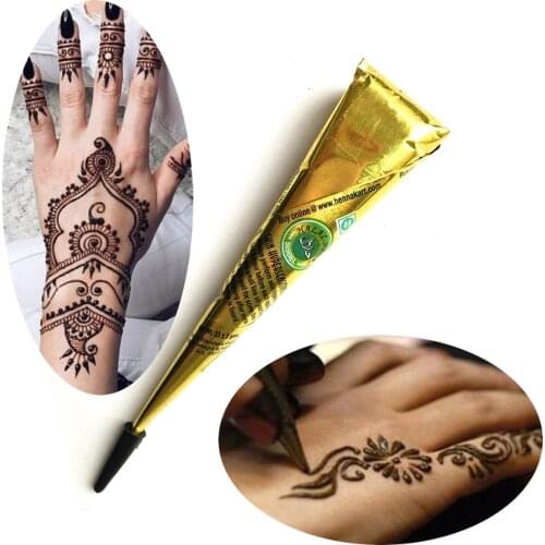 HOT Brown Ink Color Indian Henna Tattoo Paste Cone Women Sexy Makeup Tattoo For Body Art Paint Stencil Diy Drawing Henna Cream