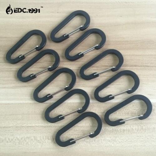 10 pcs 6cm Outdoor Camping Climbing Carabiner D Shape Mountaineering Buckle Fast Hang Mini Buckle Hook Aluminum Alloy black EDC