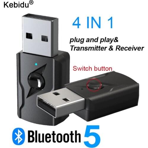 Kebidu 4 IN 1 USB Bluetooh 5.0 Audio Receiver Transmitter 3.5 AUX Jack RCA Stereo Wireless Bluetooth Adapter For TV PC Car Music