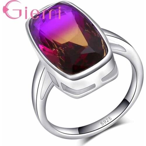 Colorful Women New Stylish Jewelry Paved Rainbow Cubic Zircon Finger Rings 925 Sterling Silver Bijoux for Lady Wholesale