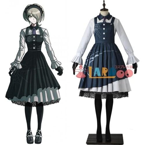 Custom Size Anime Danganronpa V3: Killing Harmony Cos Tojo Kirumi Cosplay Costume Sets Woman Top+Dress+Gloves+tie+Headdress+Sock