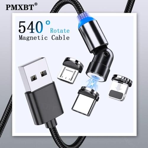 USBC 540° Rotate Magnetic Charging Cable Micro USB Type C Cable For iPhone Cable Magnet Charger Mobile Phone USB Cord For Xiaomi