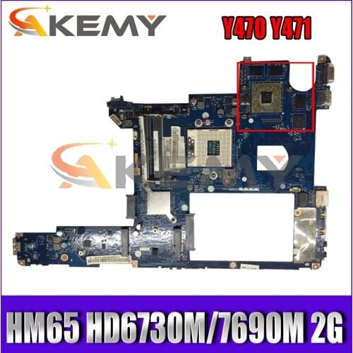 Akemy QIQY2 LA-6884P Motherboard For Lenovo Y470 Y471 Laptop Motherboard PGA989 HM65 HD6730M/7690M 2G 100% Test Work