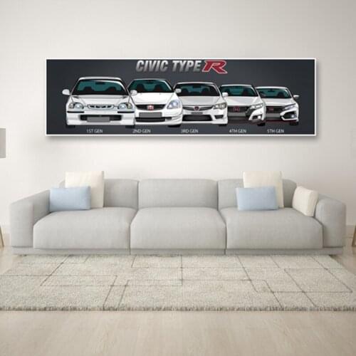 Wall Art Modular Picture Poster Canvas Printed Retro Honda CIVIC Car Painting Modern Home Decoration Living Room 1 Pieces Banner
