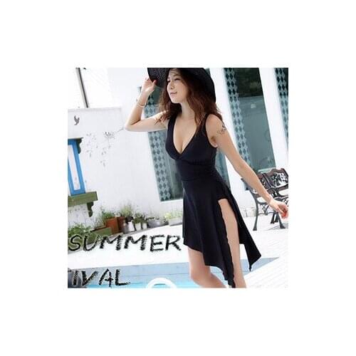 New Cheap Plus Size Swimwear Dress Like Swimming Suit For Women Sexy Solid Black Padded Women Swimsuit Push Up