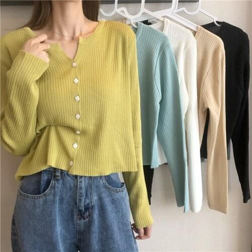 New Autumn Women Cardigans 2020 Casual Fashion V-neck Long-sleeved Sweaters Female Korean Chic Open Stitch Tops Clothes Outwear