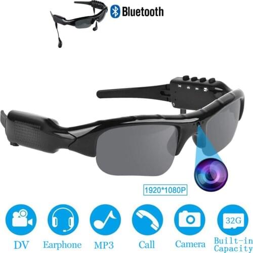 New Smart HD 1080P 32GB Polarized Lens Mini Sunglasses Camera Multifunctional Bluetooth MP3 Player Sports DV Video Recorder