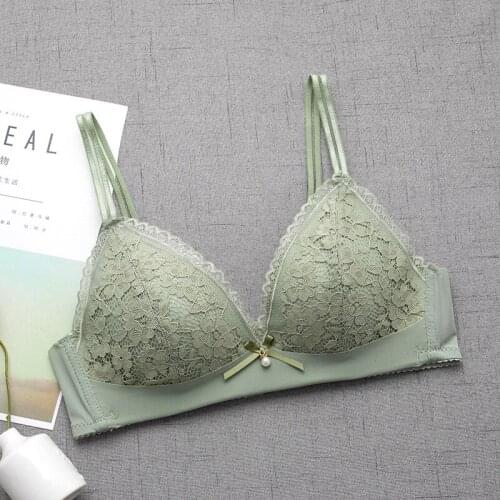 New Girl Bra Beautiful Lace Pattern Bra Underwear Wireless Small Chest Gather Summer Thin Comfortable And Adjustable Girl Bra
