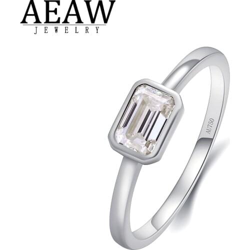 0.6Carat 4X6mm D color Emerald Excellent Cut Moissanite Wedding Ring Plated 18k Yellow Gold Certificated Bezel Setting For Lady