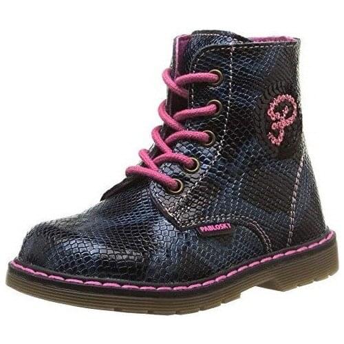 Pablosky snake patent leather girl boots in Navy