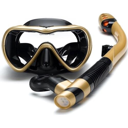Professional Snorkeling Mask Snorkel Tube Set Adult Tempered Glass Lens Anti-fog Snorkeling Swimming Diving Scuba Masks